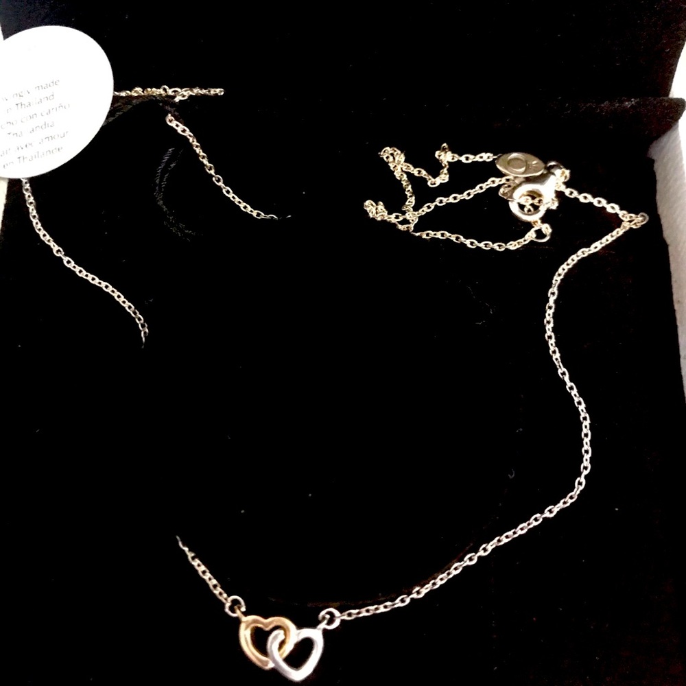 Women’s Pandora double heart necklace gold silver